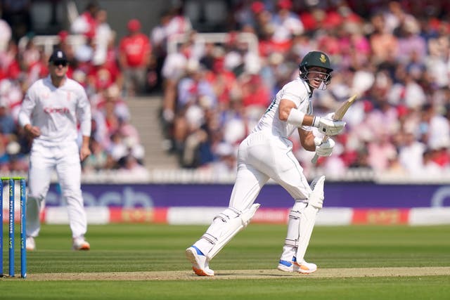 Opener Sarel Erwee guided South Africa into a strong position at tea (Adam Davy/PA)