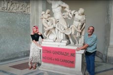 Climate protesters target the Vatican's Laocoon statue