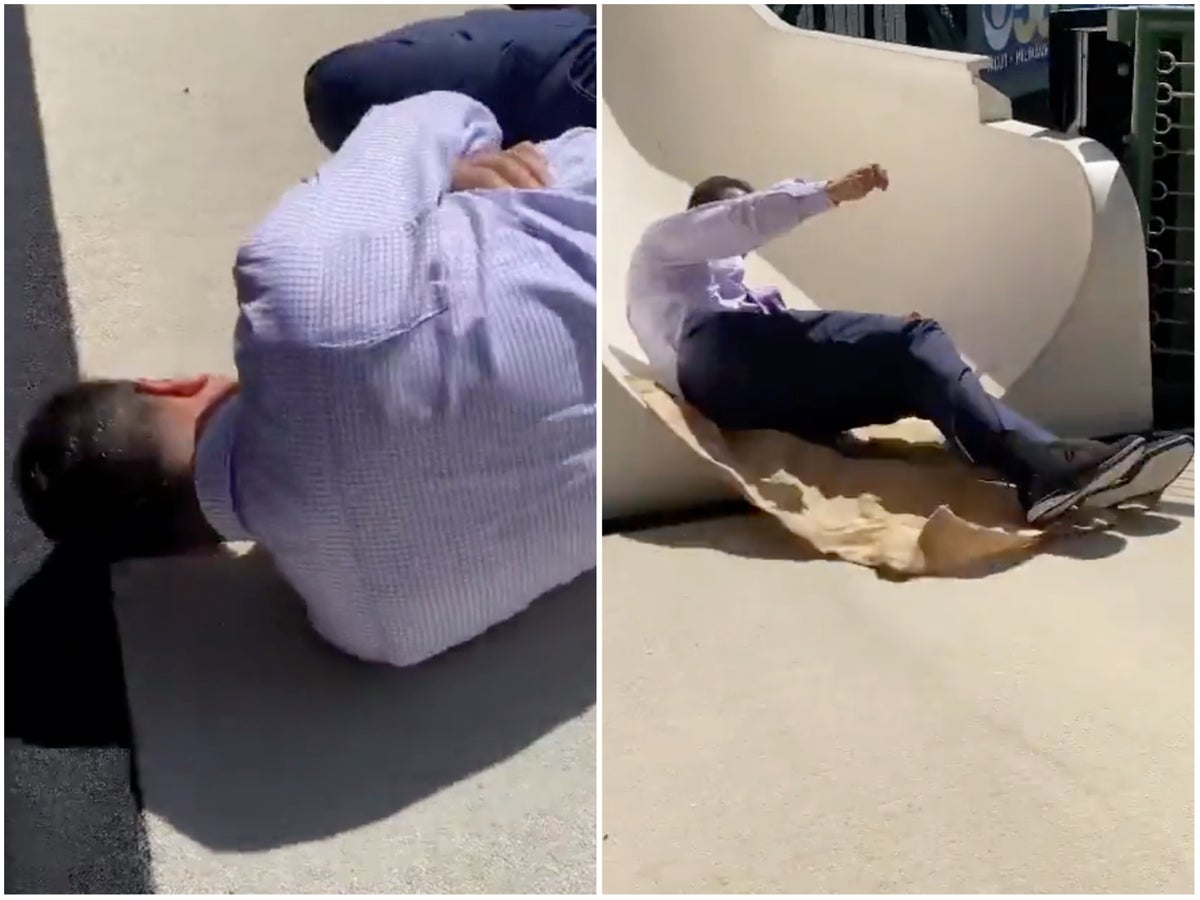 Dodgers TV host suffers seven broken bones going down park slide live on air