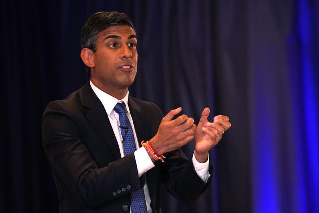 Rishi Sunak takes part in a hustings in Belfast as part of the Tory leadership race (Niall Carson/PA)