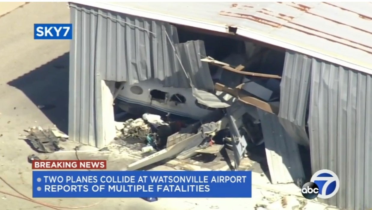 Two planes crash at airport in Watsonville, California.