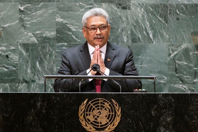 <p>File: Gotabaya Rajapaksa addresses the United Nations General Assembly in New York City</p>