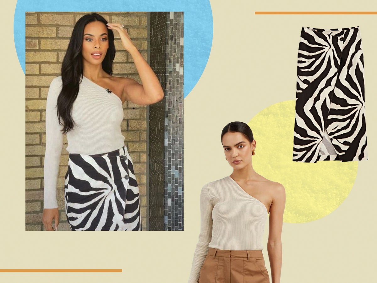 Rochelle Humes demonstrates her flair for fashion in a zebra print midi skirt from the high street