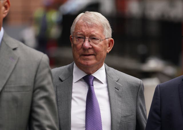 <p>Former Manchester United manager Sir Alex Ferguson arriving at Manchester Crown Court</p>