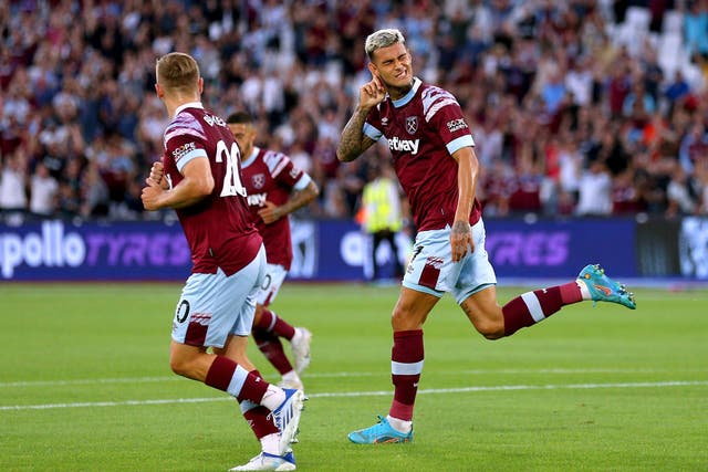 <p>The Italian frontman got his first goal for the Irons on Thursday night</p>