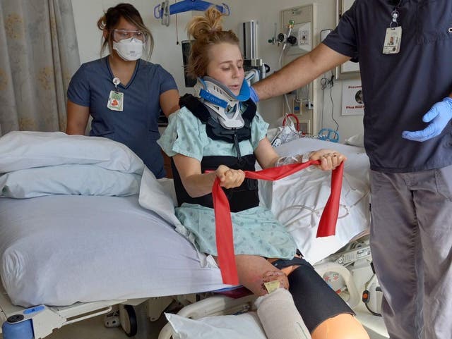 <p>Anna Parson recovers in a US hospital after falling while climbing in Yosemite National Park</p>