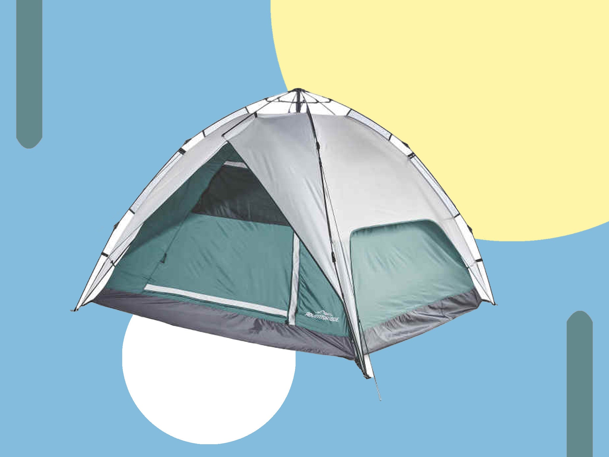 The tent has a cross ventilation system to help regulate temperature