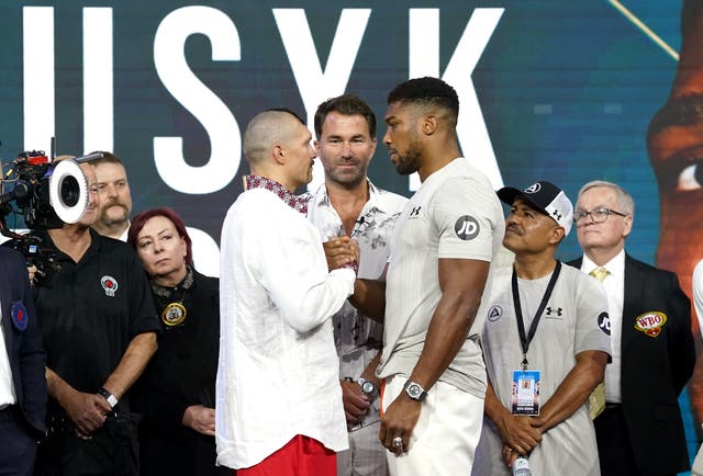 Oleksandr Usyk (left) and Anthony Joshua (right) clash on Saturday (Nick Potts/PA)