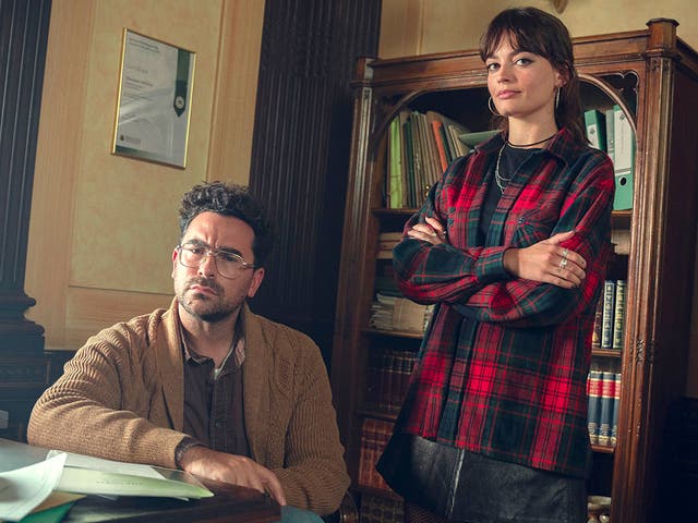 <p>Dan Levy and Emma Mackey in ‘Sex Education’ season 4</p>
