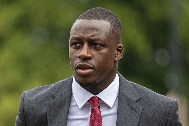 <p>Manchester City footballer Benjamin Mendy arriving at Chester Crown Court on Wednesday</p>