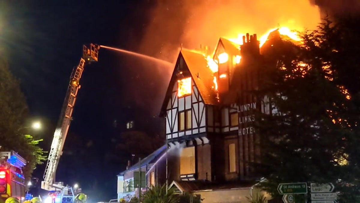 Fire tears through derelict Fife hotel
