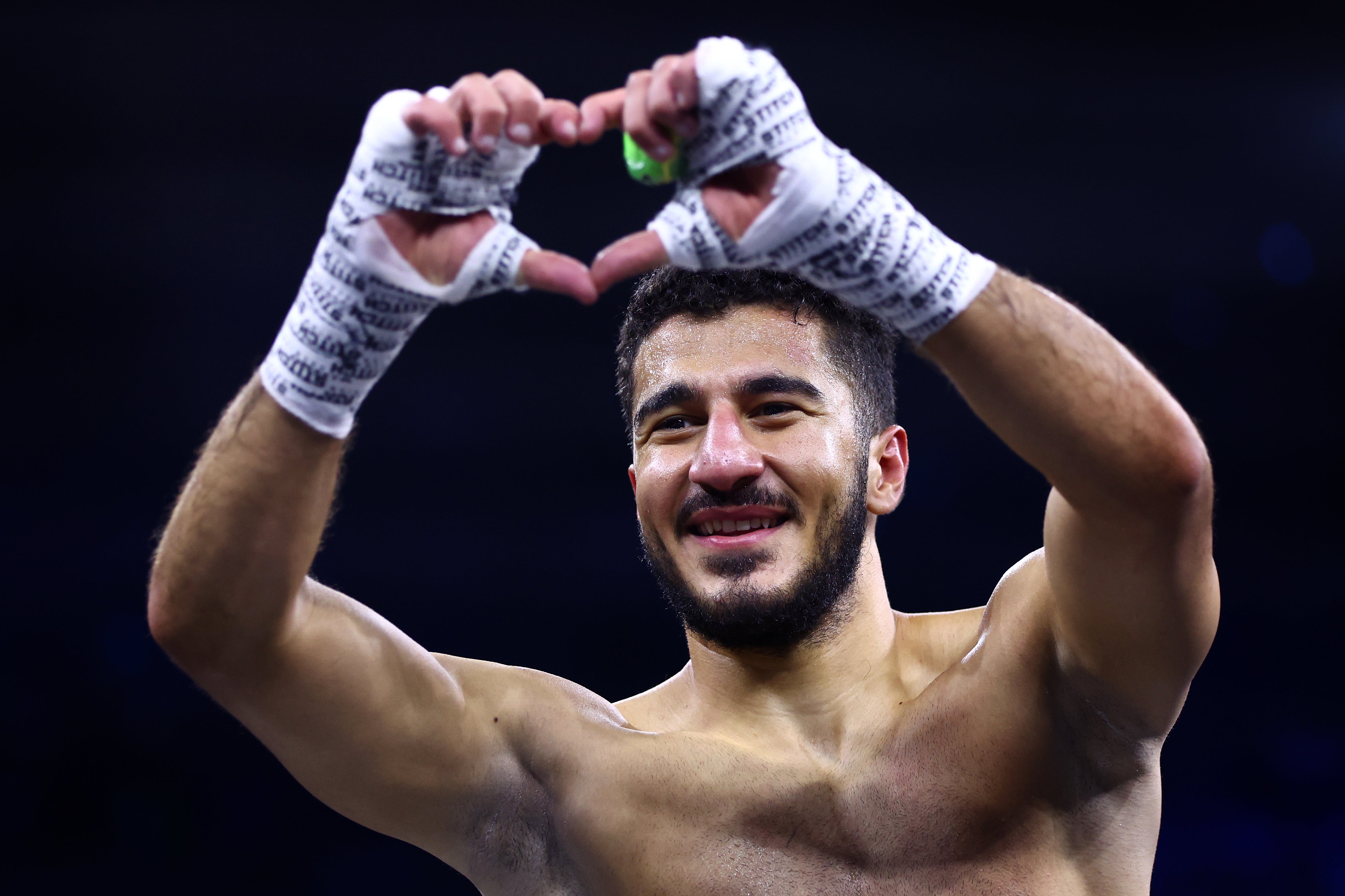 Ziyad Almaayouf after earning a first-round stoppage win against Jose Alatorre