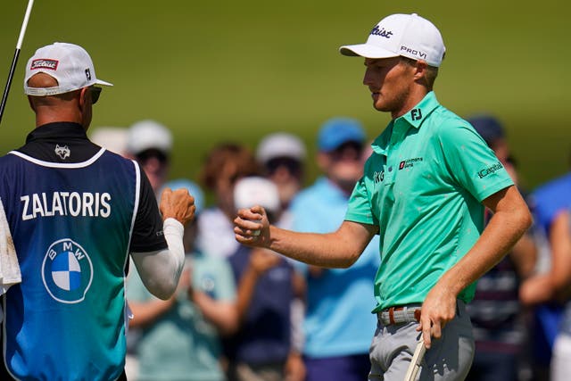 Will Zalatoris (right) has been forced to withdraw from the BMW Championship with a back injury (Julio Cortez/AP)