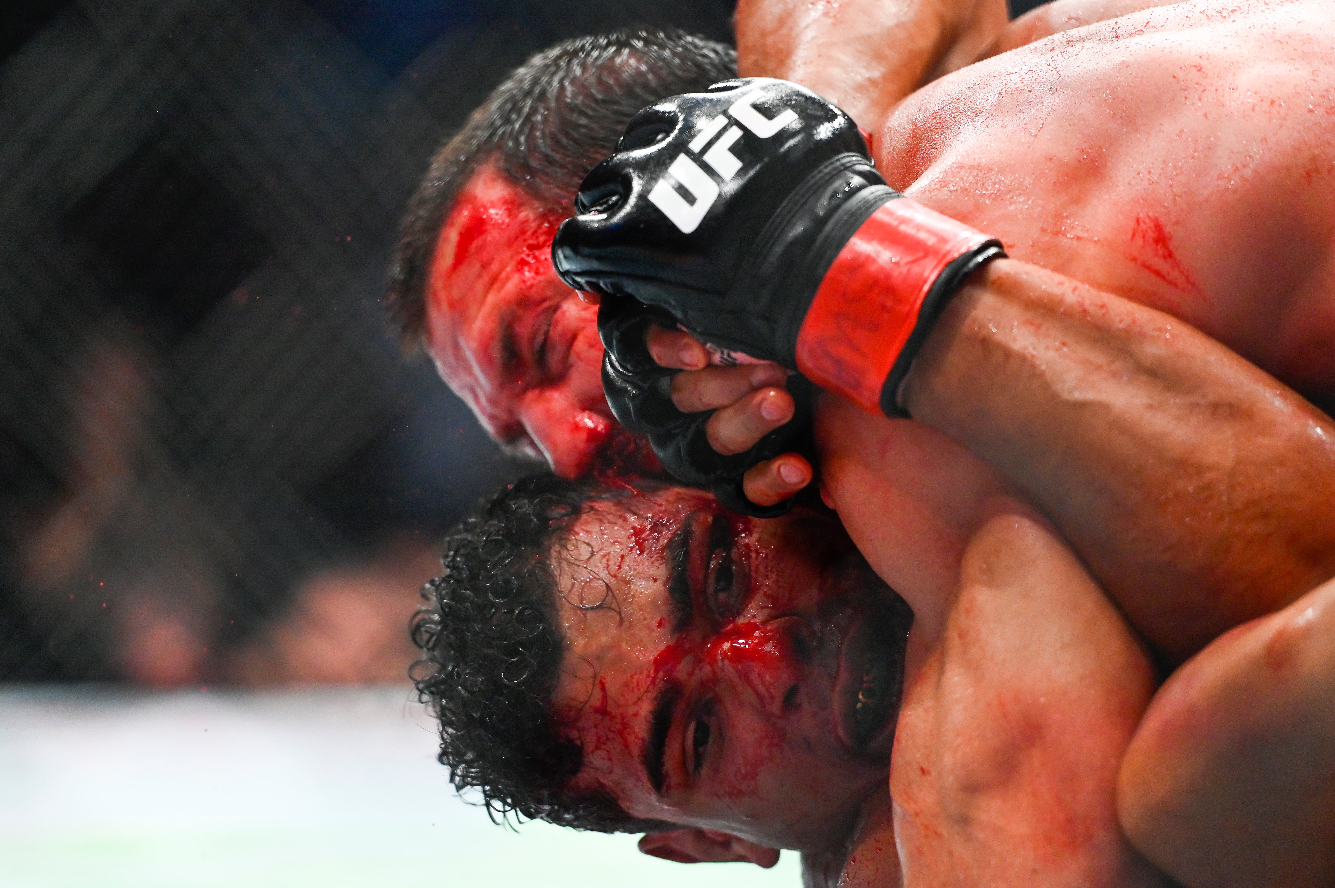 Paulo Costa (bottom) defeated Luke Rockhold in an intriguing contest
