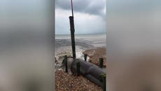 Moment sewage pours into sea in Sussex forcing beach to close for swimming