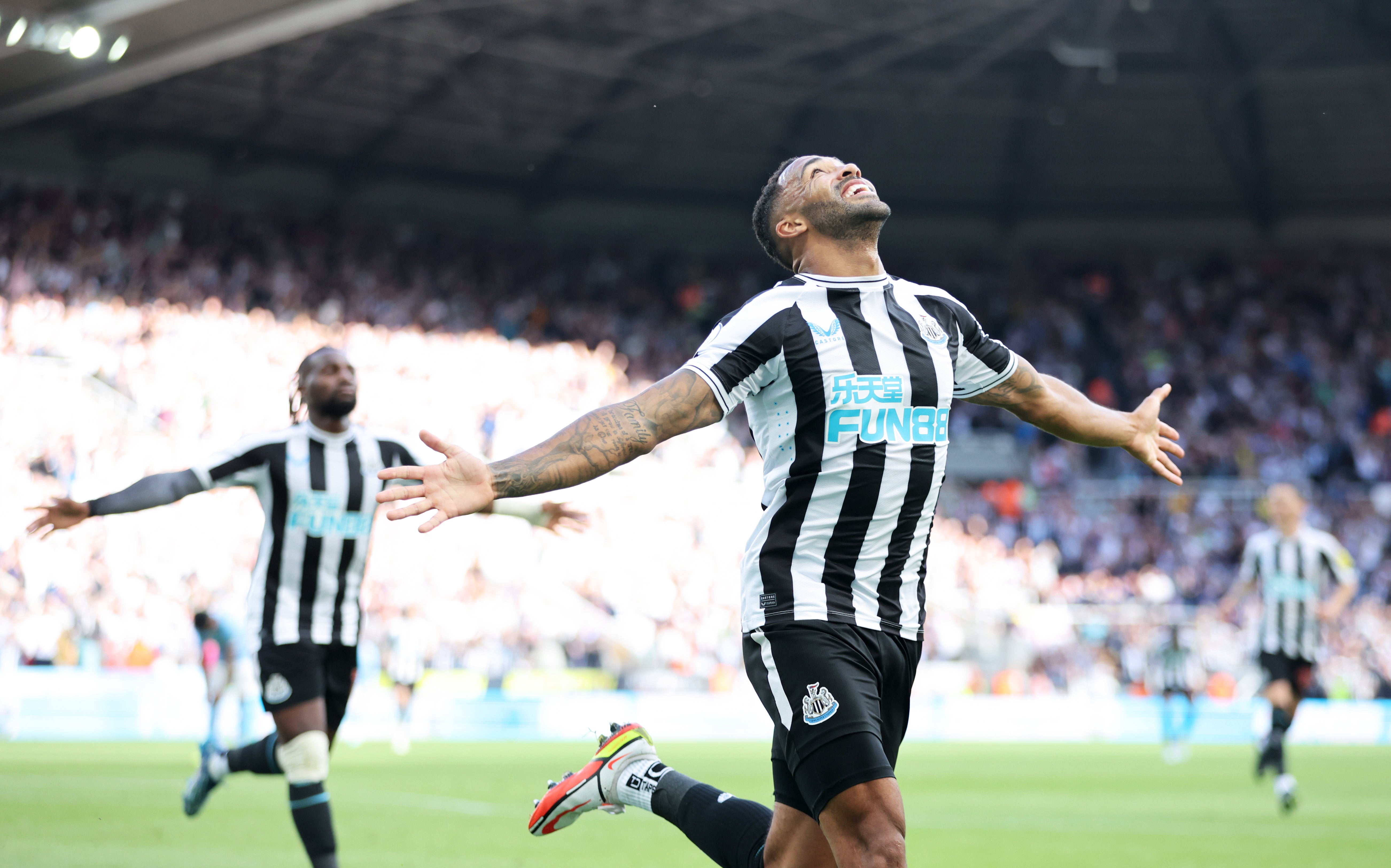Callum Wilson celebrates after scoring Newcastle’s second goal