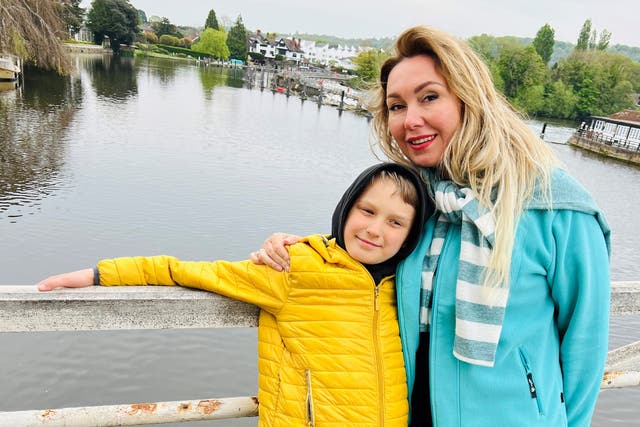 Ukrainian refugees Tania Orlova and her son Danylo, eight, have settled in Berkshire and are worried they may need to move away (Family handout/PA)