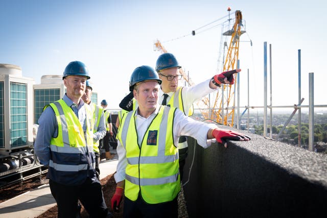 Labour leader Sir Keir Starmer during a visit to the Juniper House housing development in Walthamstow (PA)
