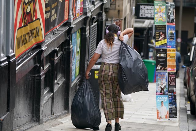 Rubbish it not being collected in Edinburgh during a strike by cleansing workers (Andrew Milligan/PA)