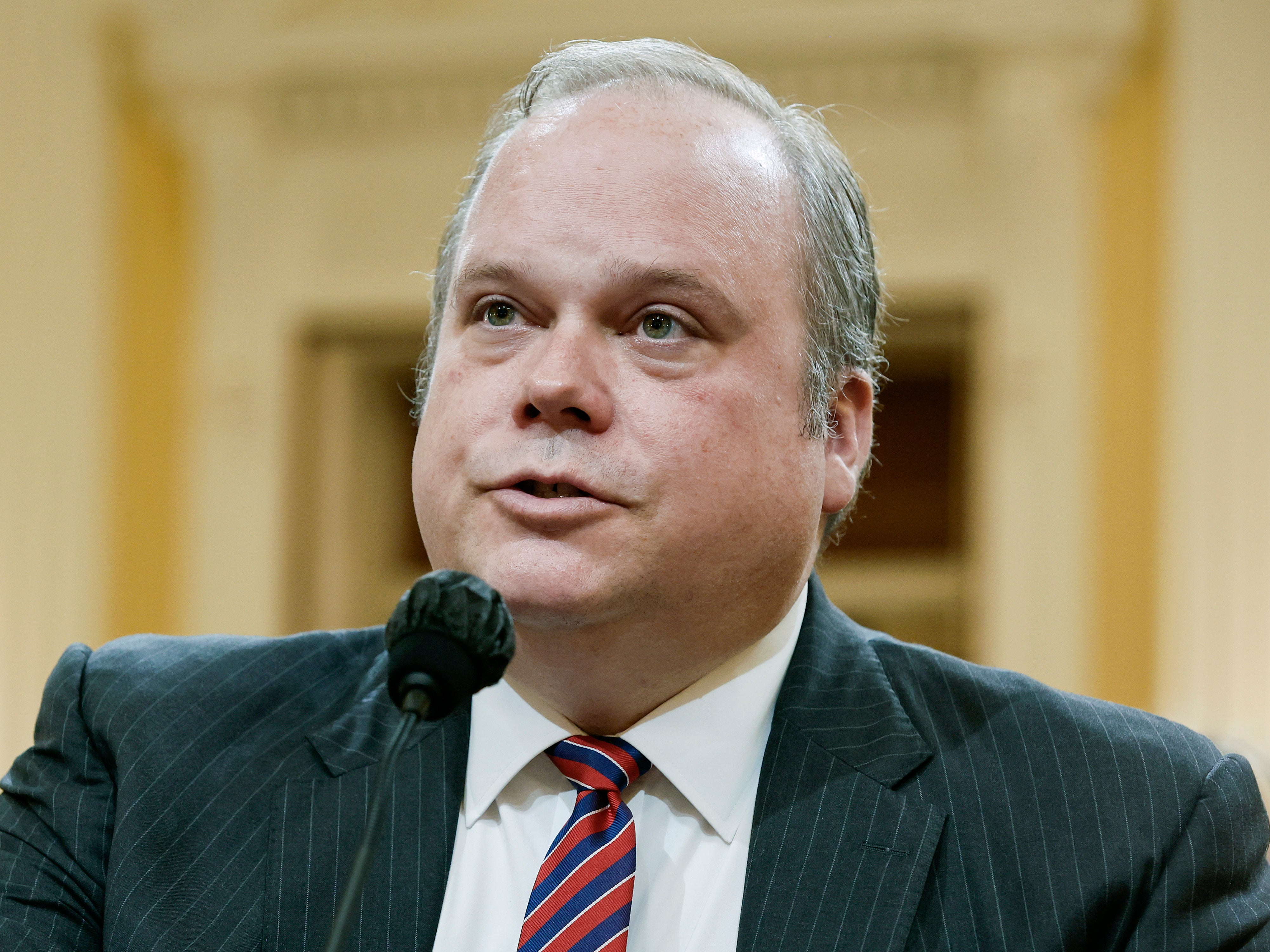 Chris Stirewalt, former Fox political editor, testifies during a hearing by the Select Committee to Investigate the January 6th Attack on the U.S. Capitol in the Cannon House Office Building on June 13, 2022 in Washington, DC