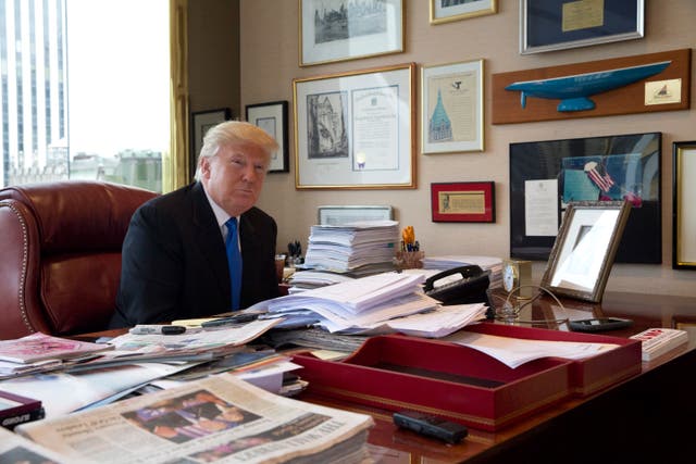 <p>Donald Trump in his office at Trump Tower in 2016, the year he first ran for the White House </p>