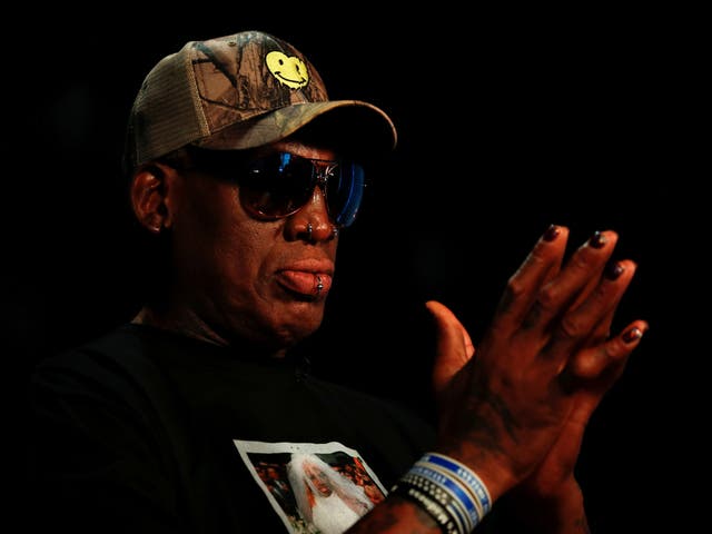 <p>Former NBA player Dennis Rodman poses for a portrait in Los Angeles, California, U.S., September 9, 2019</p>