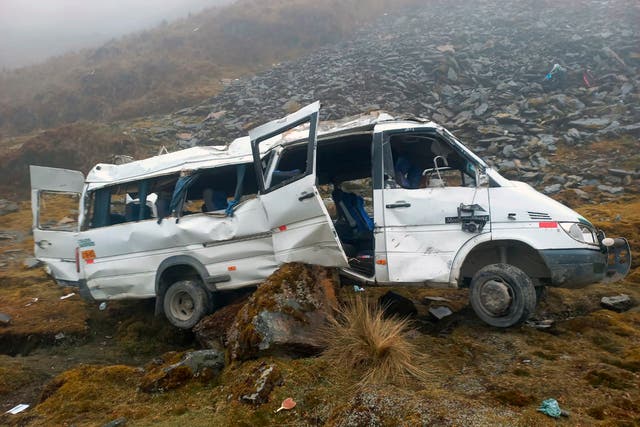 <p>The dented bus near Machu Picchu </p>