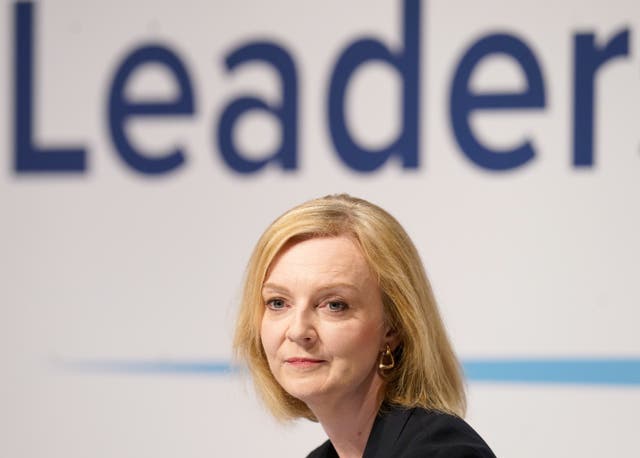 Liz Truss during a hustings event in Darlington, County Durham, as part of the campaign to be leader of the Conservative Party and the next prime minister (Danny Lawson/PA)