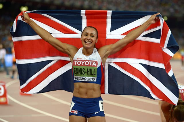 Jessica Ennis-Hill celebrates winning the gold medal (Adam Davy/PA)