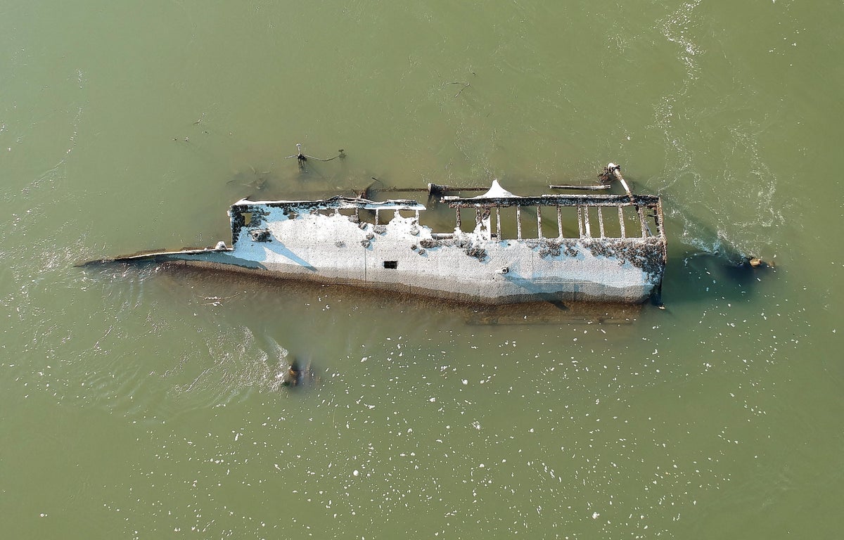 Drought-hit river Danube reveals sunken WW2 warships