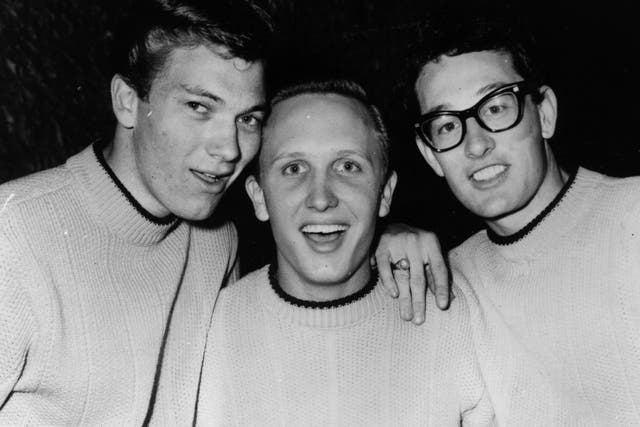 <p>Jerry Allison (left) with bandmates Joe Mauldin and Buddy Holly</p>