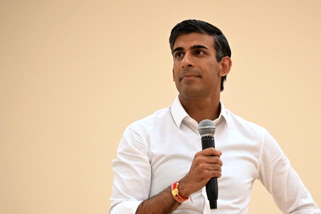 Rishi Sunak addressed the Conservative Friends of India at Dhamecha Lohana Centre in South Harrow, London on Monday night. He has stepped up his attacks on Truss over her plans for the economy (Leon Neal/PA)