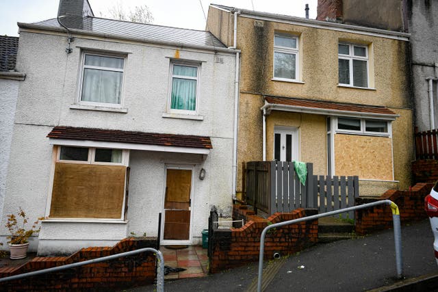 Boarded up houses on Waun Wen Road in Swansea following the disorder (Ben Birchall/PA)