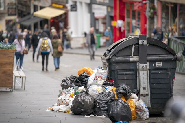 First Minister Nicola Sturgeon said there was not a ‘bottomless pit of money’ to resolve the dispute which has seen rubbish pile up in the streets of Edinburgh (Jane Barlow/PA)