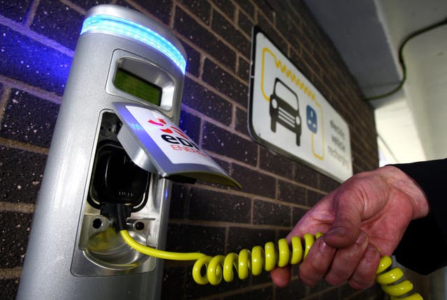 An electric vehicle charging point. The Government hopes to roll out 1,000 more chargers with £20m of funding (Andrew Milligan/PA)