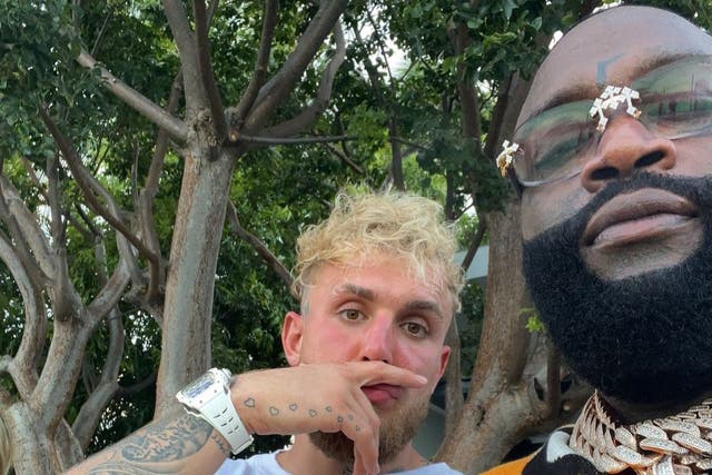 <p>Rick Ross (right) and Jake Paul</p>