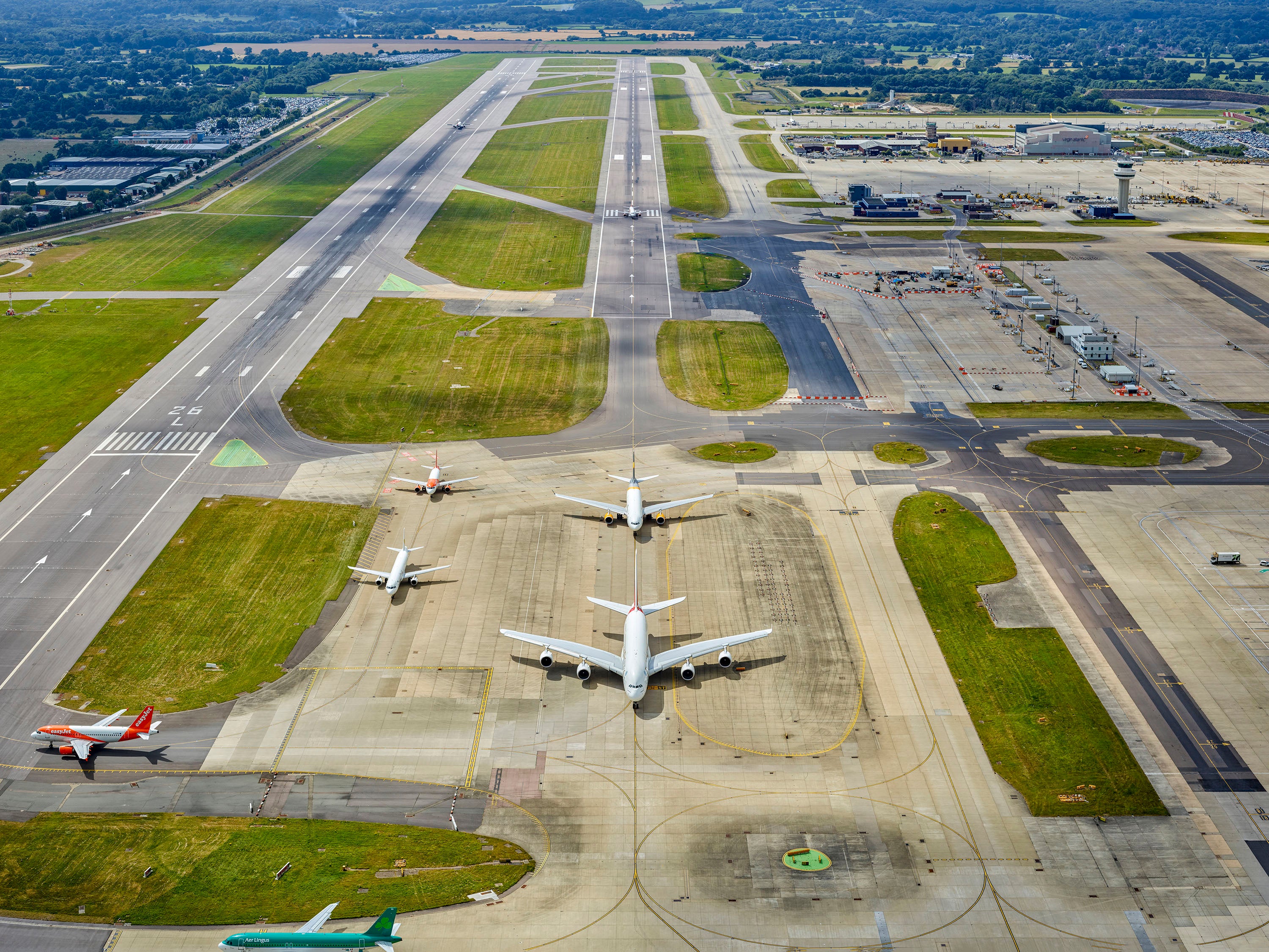 Touch and go: Main (left) and Standby (centre) runways at Gatwick airport