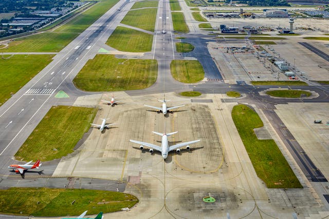 <p>Touch and go: Main (left) and Standby (centre) runways at Gatwick airport</p>