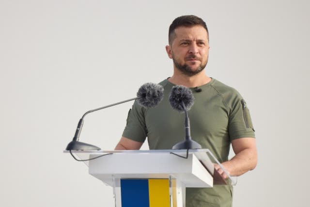 <p>Volodymyr Zelensky speaks to the nation to mark its independence on Wednesday </p>
