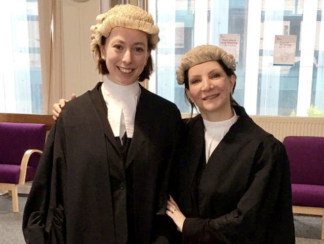 <p>Criminal defence barrister, Rosalind Burgin (left), says she is joining the national strike in search of better pay and job security </p>
