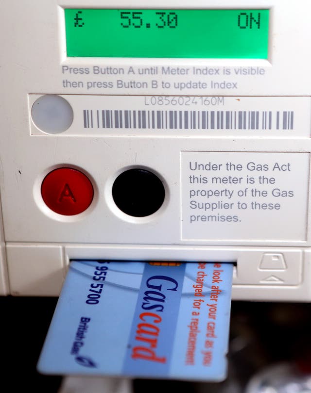 British Gas takes 90% of gas top ups and 100% of electricity top ups from indebted prepayment customers (Peter Byrne/PA)