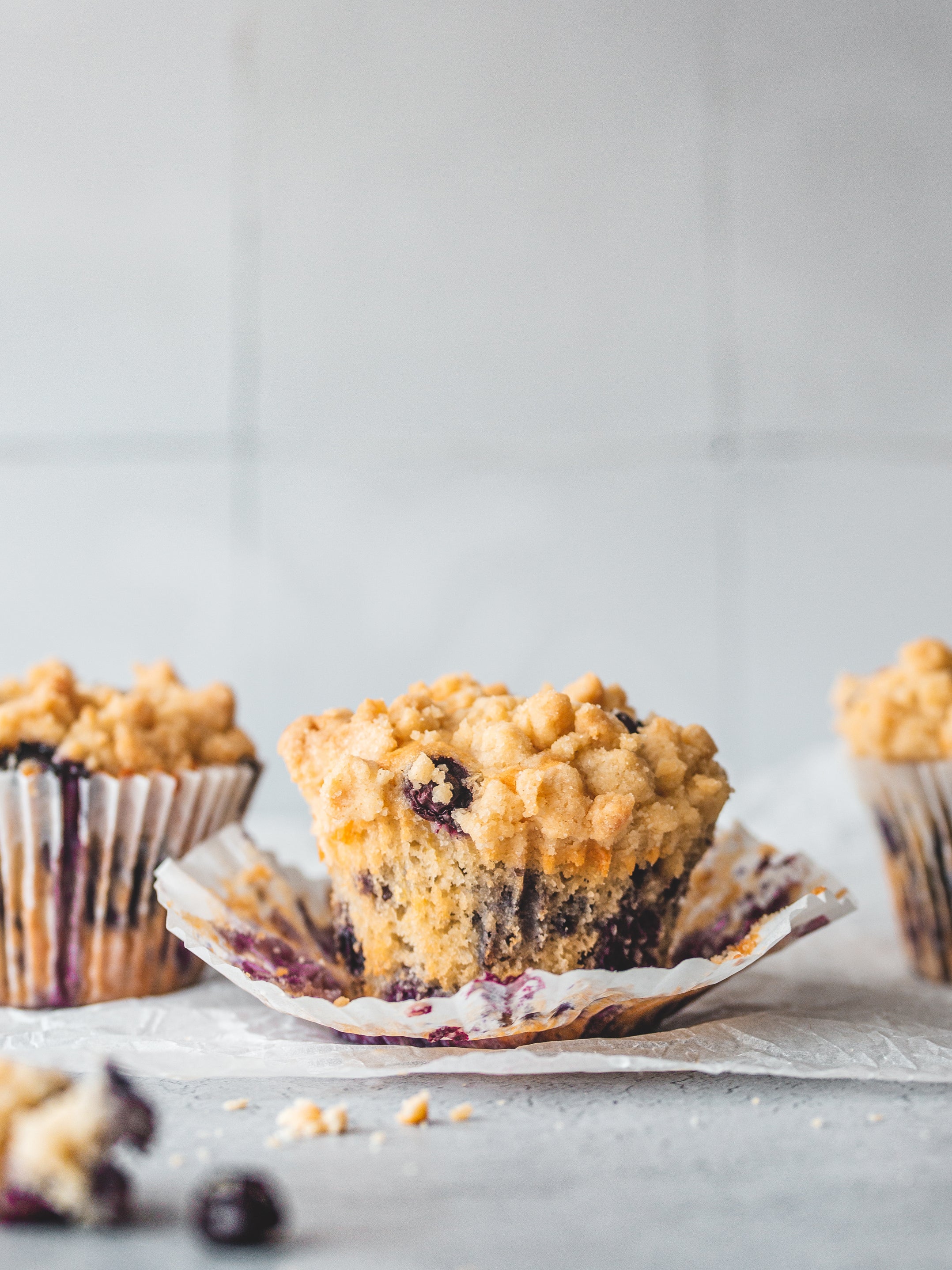 Packed with fruit, these muffins come with a crunchy streusel topping
