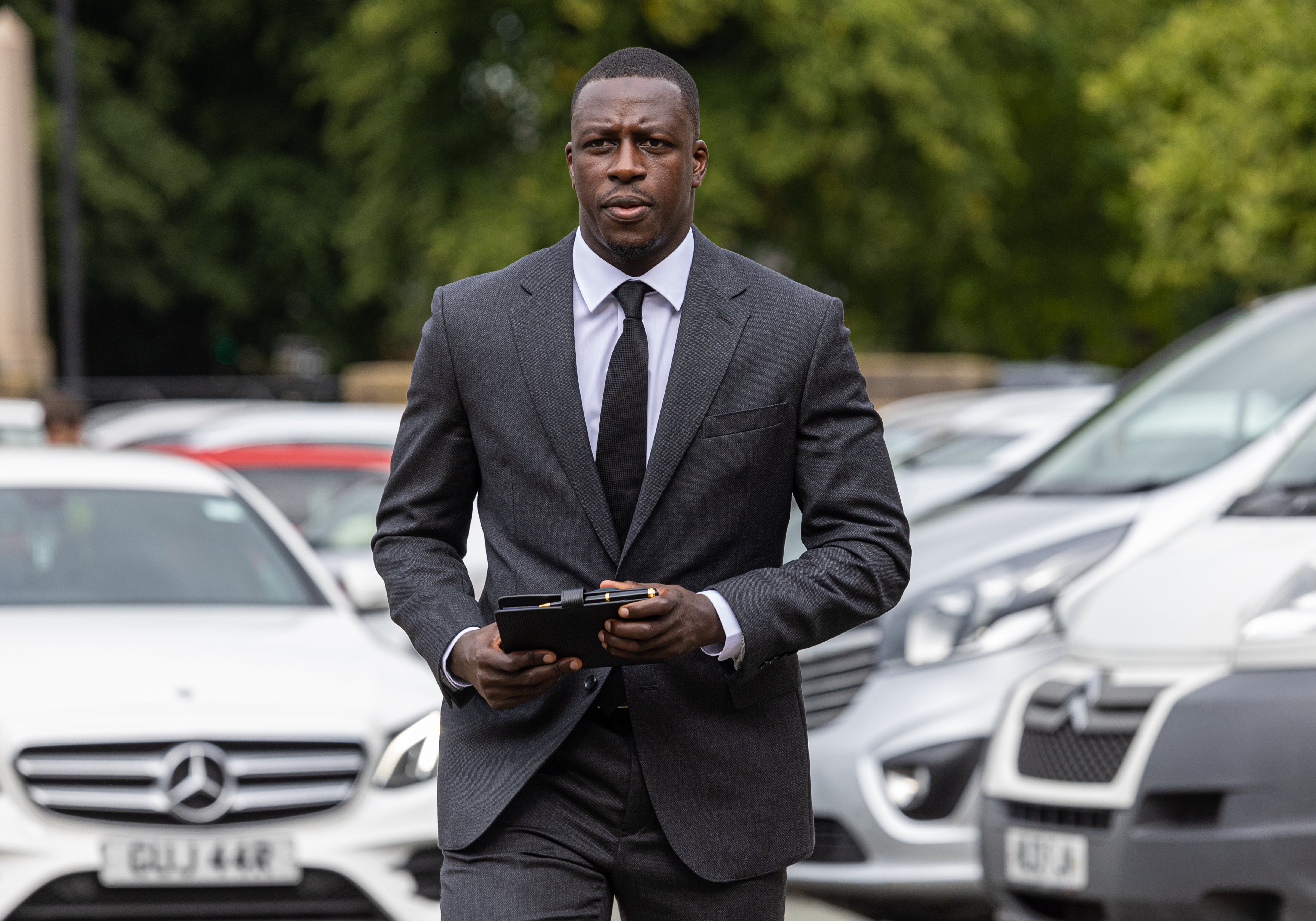 Manchester City footballer Benjamin Mendy arrives at Chester Crown Court where he is accused of eight counts of rape, one count of sexual assault and one count of attempted rape, relating to seven women. Picture date: Wednesday August 24, 2022 (David Rawcliffe/PA)