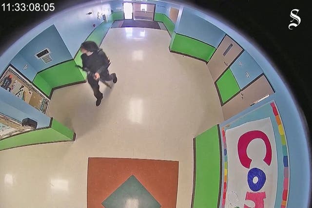 <p>Salvador Ramos seen on surveillance footage entering Robb Elementary School on 24 May</p>