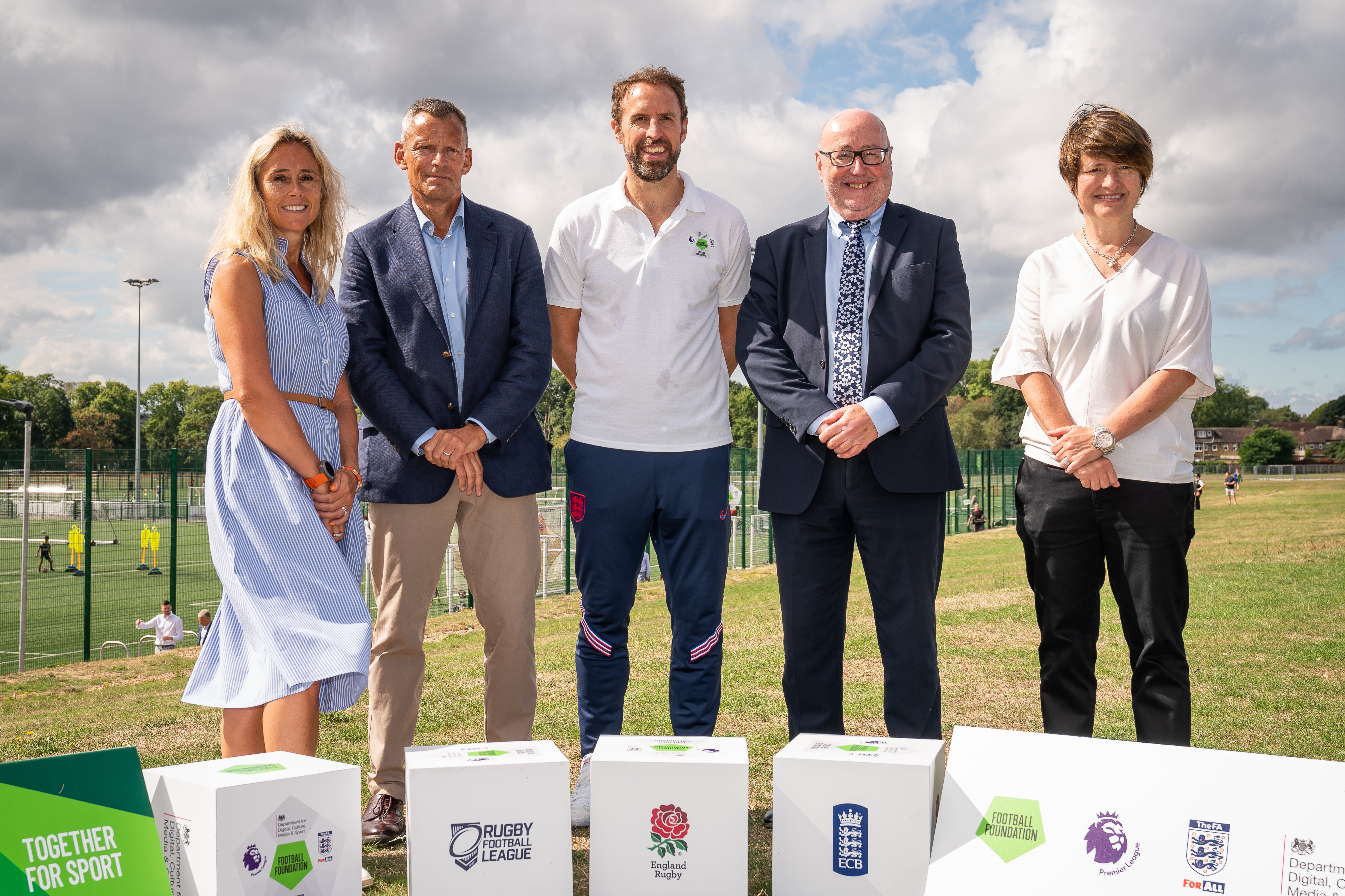 Gareth Southgate was at the launch of Football Foundation’s new £92million funding commitment into community multi-sport facilities at Gunnersbury Park Sports Hub, London (Aaron Chown/PA)