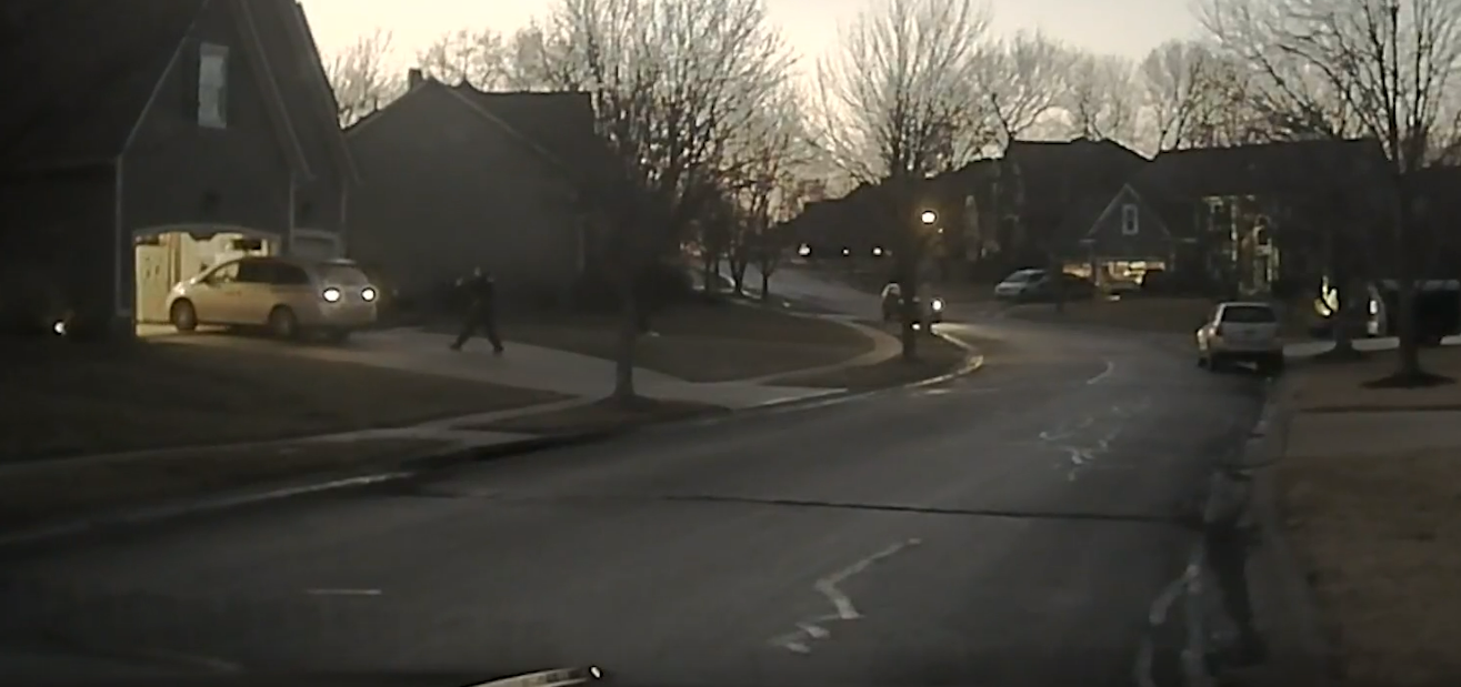 Dash cam video footage from 20 January 2018 included in the Washington Post’s visual investigation shows Officer Clayton Jenisen approaching the minivan driven by 17-year-old John Albers with his weapon drawn
