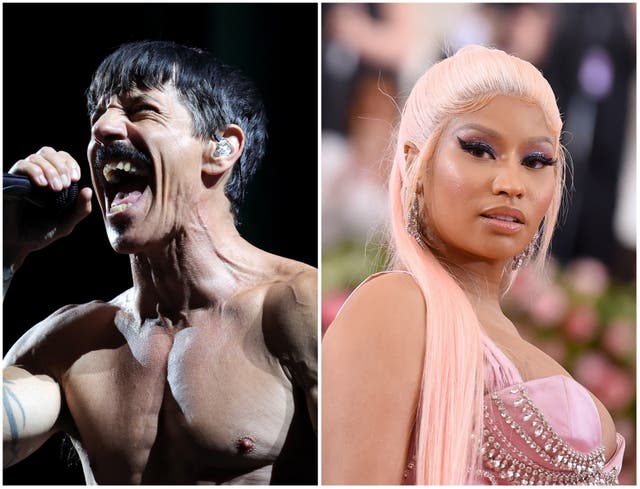 <p>Anthony Kiedis of Red Hot Chili Peppers and Nicki Minaj</p>