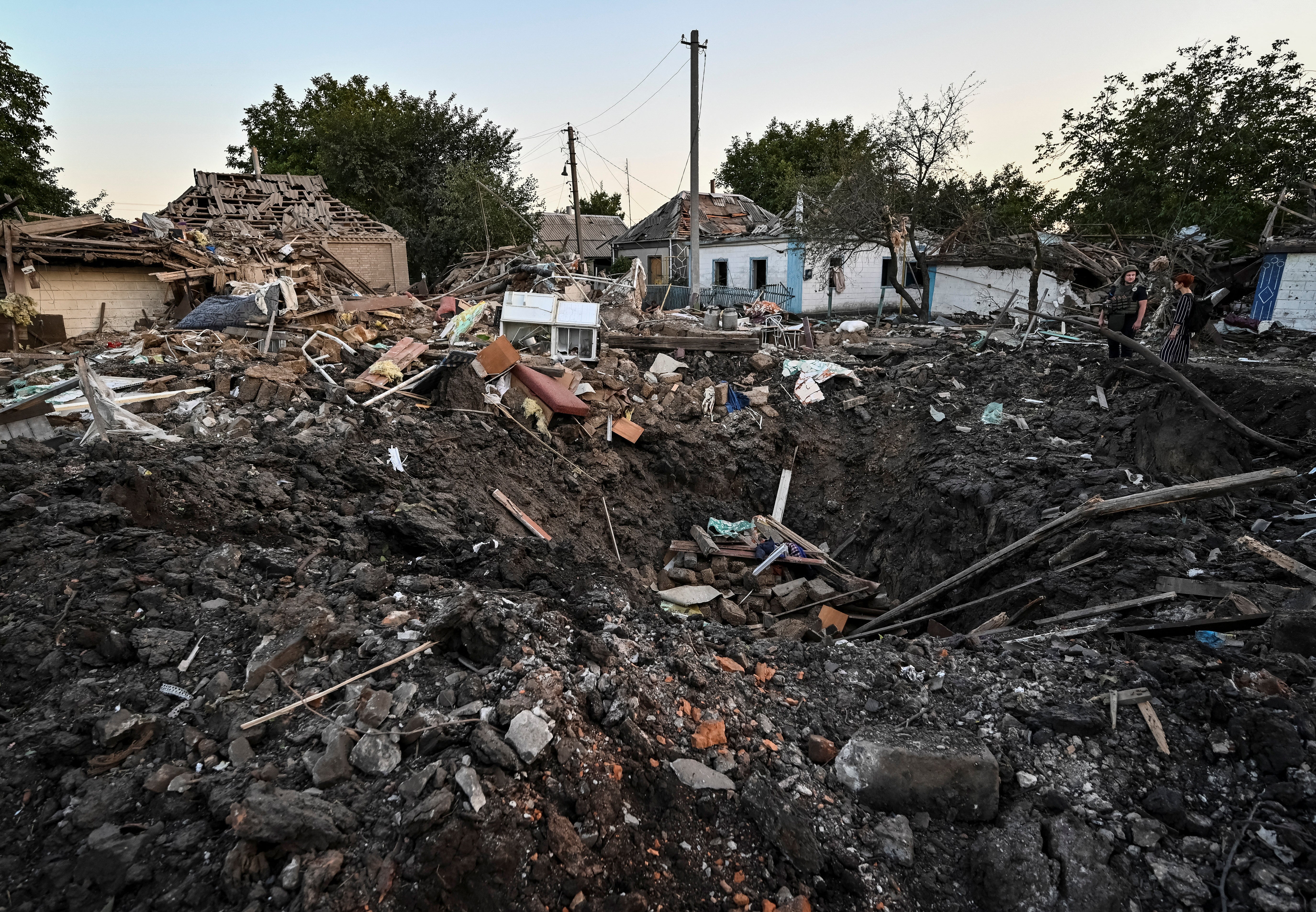 A residential house destroyed by the Russian strike in Chaplyne