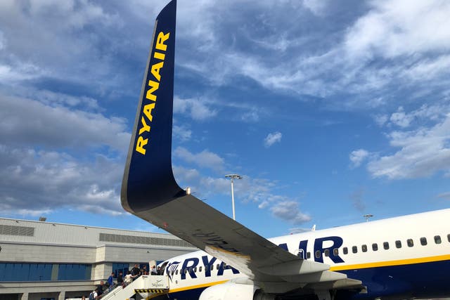 <p>Going places: Ryanair Boeing 737 at Athens airport. Greece is the only major European country with more flights this summer compared with 2019</p>