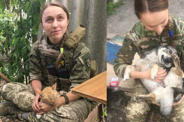 Oskana Krasnova has rescued almost 30 pets she discovered when passing through abandoned villages. (Oskana Krasnova/PA)